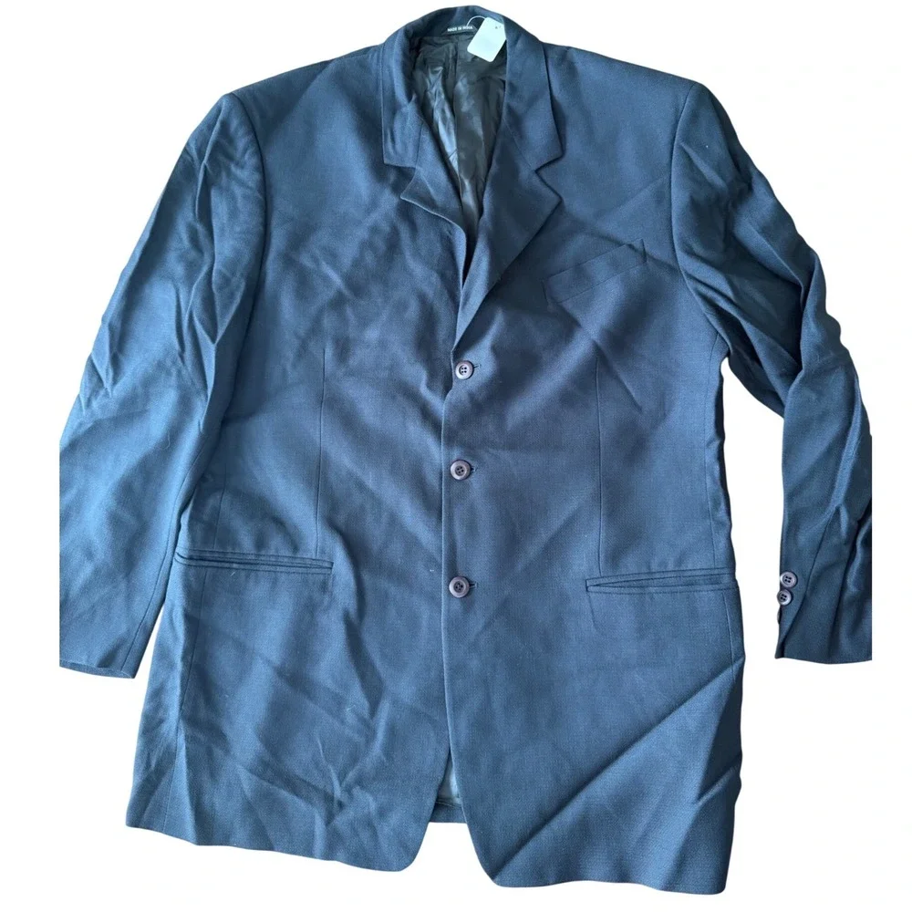 Vintage Bachrach USA Wool Blazer Mens 40R Navy Sport Coat Gold Button Classic